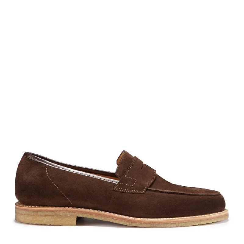 Men's loafers with a smooth leather finishBrown Suede Loafers, Crepe Rubber Welted Sole Men's loafers with a smooth leather finishBrown Suede Loafers, Crepe Rubber Welted Sole