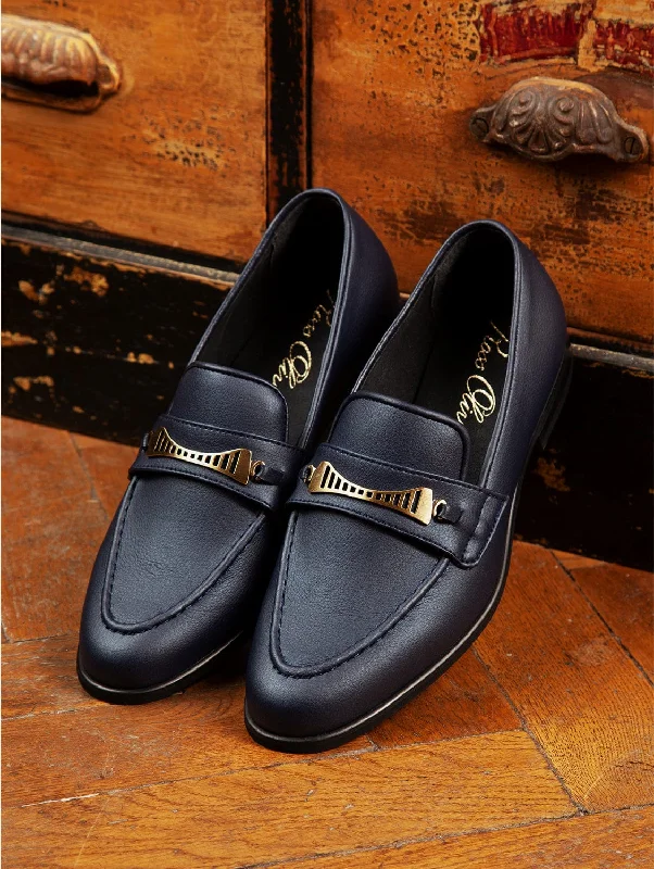 Men's leather loafers with a penny slotBridge-Bit Cactus Leather Vegan Loafer | Navy