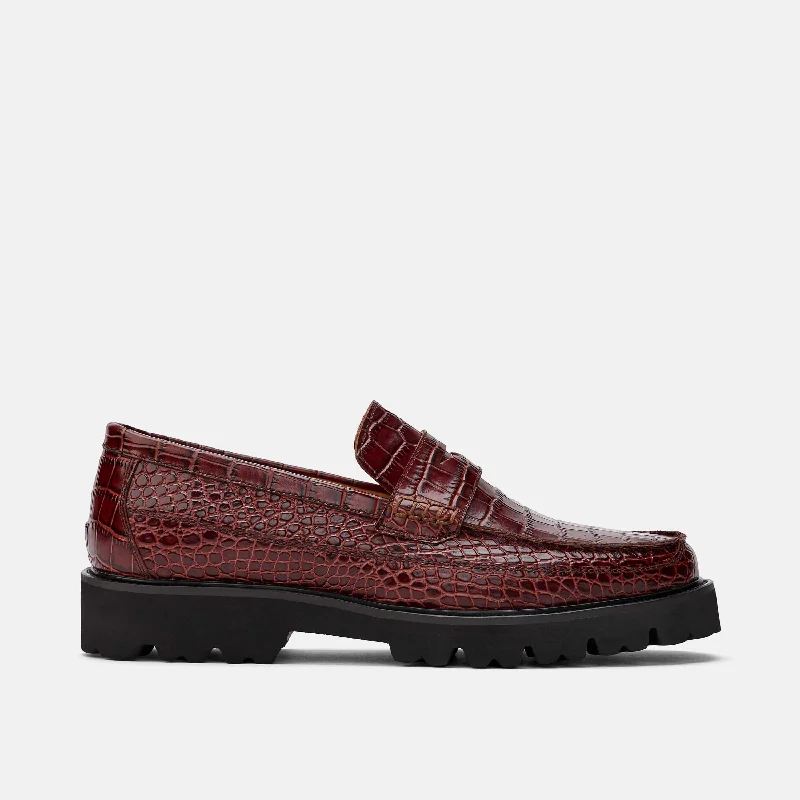 Suede men's loafers for a soft and luxurious feelAdler Brandy Croc Leather Penny Loafers