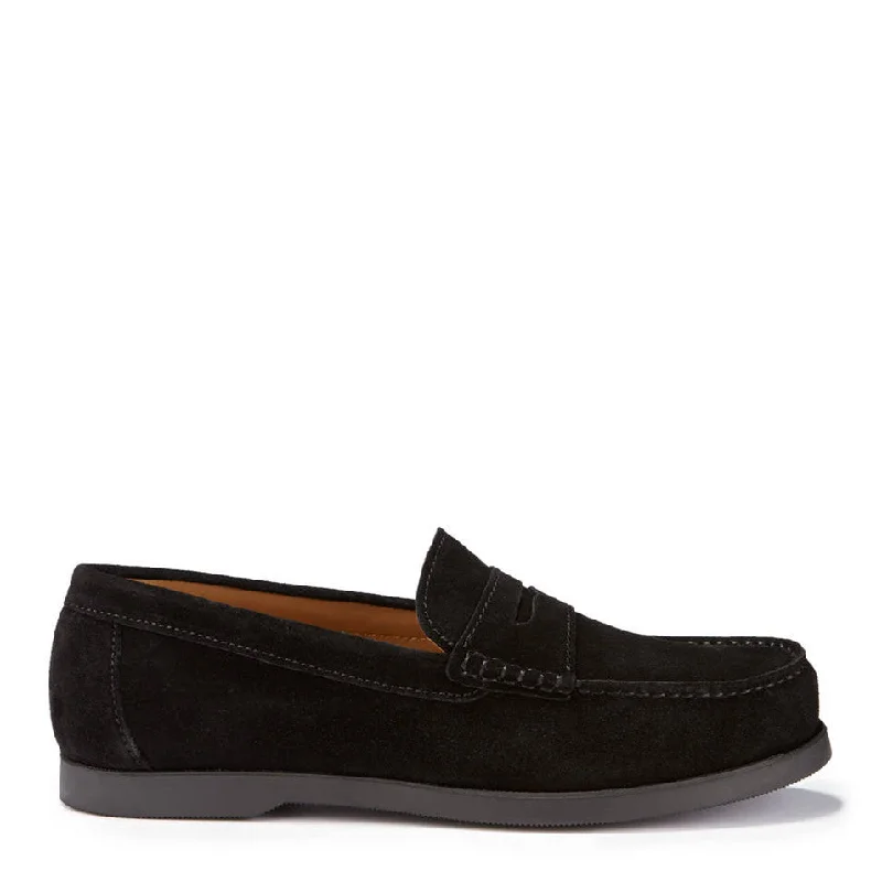 Men's loafers with a leather lacing systemBoat Loafers, black suede