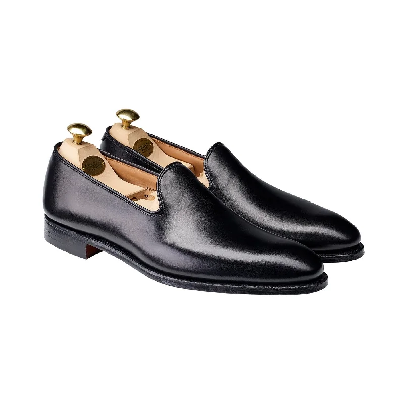 Men's loafers with a leather lacing systemKensington Black Calf