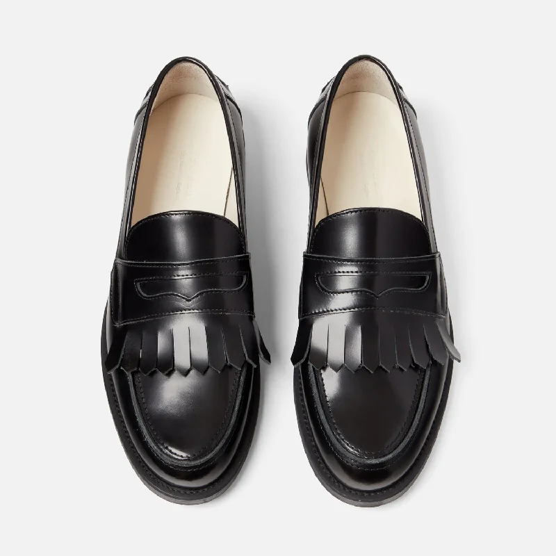 Men's loafers with a removable insole for cleaningWilde Black Fringe Penny Loafer - Men's Men's loafers with a removable insole for cleaningWilde Black Fringe Penny Loafer - Men's