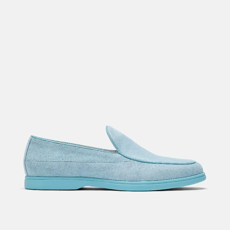 Men's loafers with a moc - toe designAlessandro Blue Suede Venetian Loafers