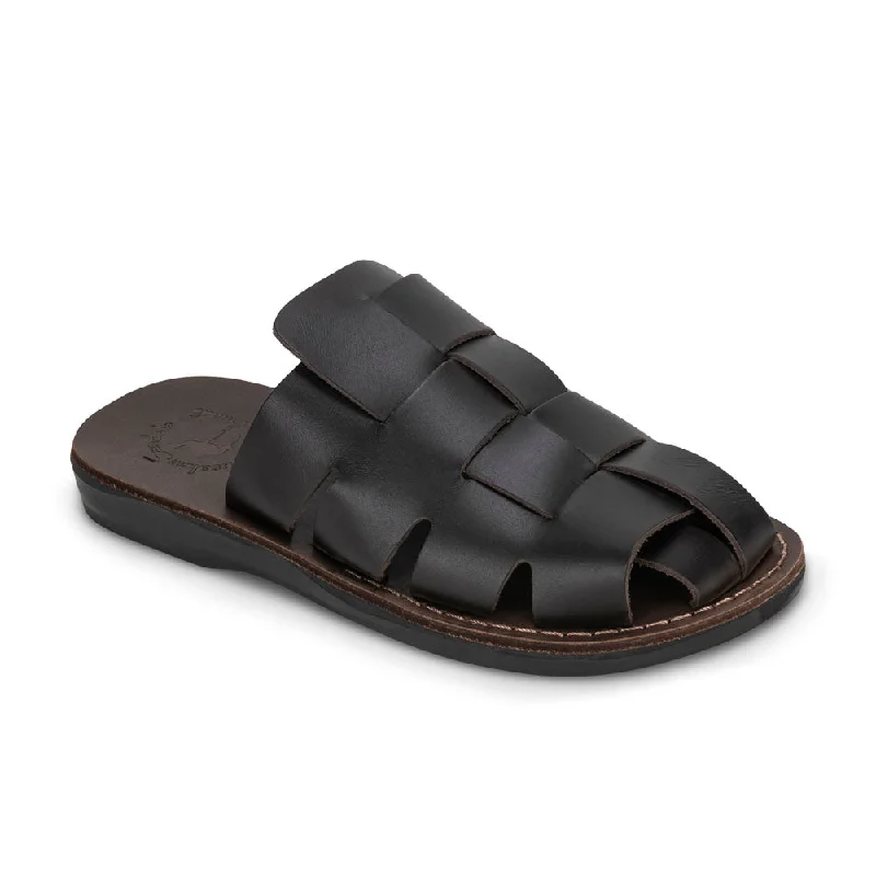 Men's leather sandals with an adjustable strapSailor - Leather Braided Mule Slide | Brown