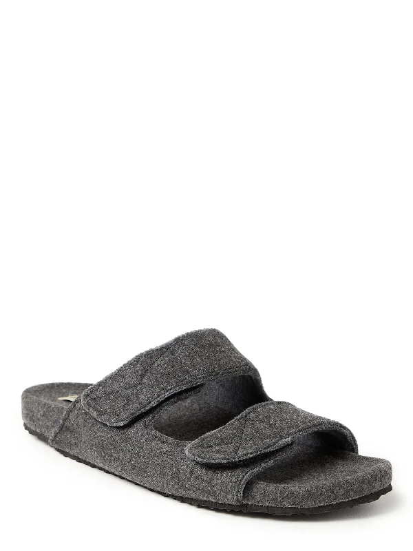 Men's plush slippers with a faux fur lining Dearfoams Men's Maddox Wool Blend Double Strap Slide