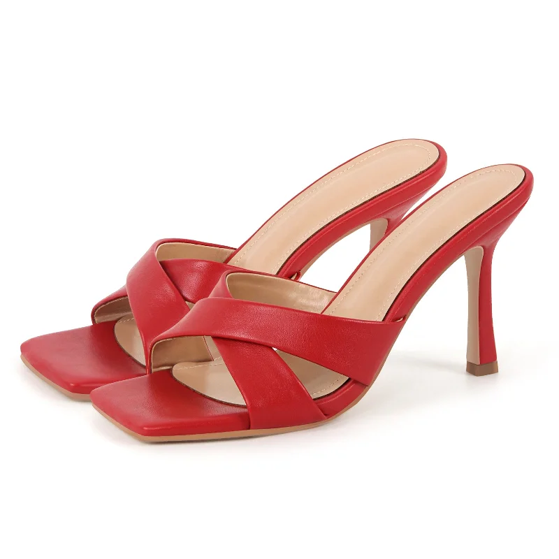 Men's sandals with a toe post design Square Toe Cross Band Sandals Mules