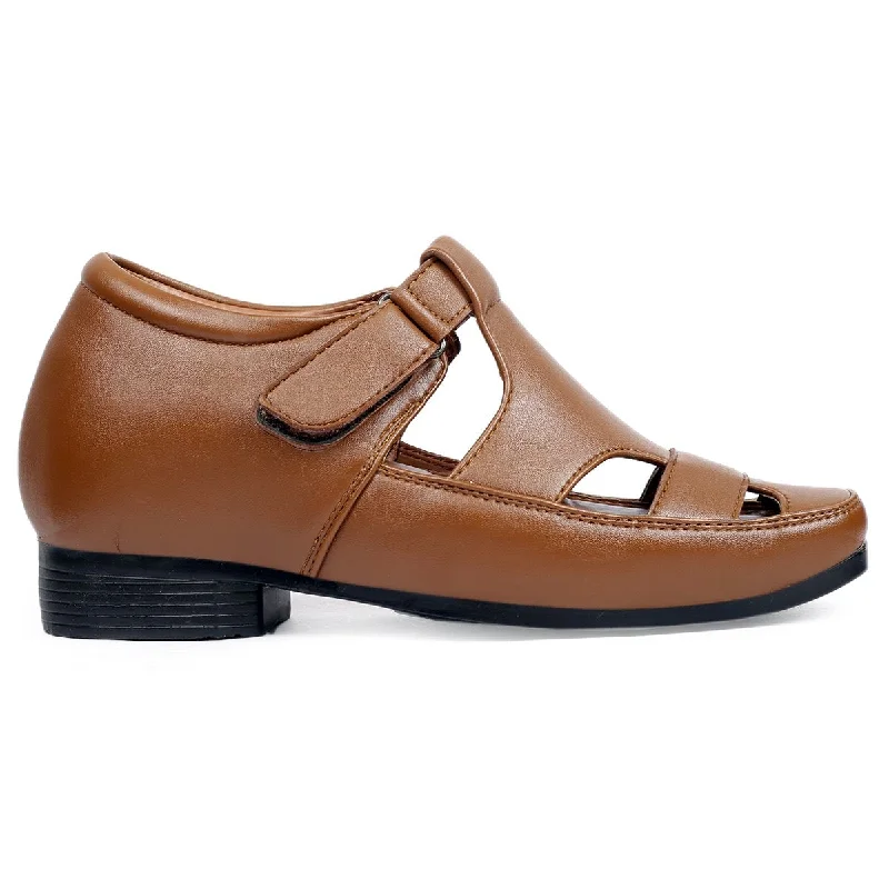 Men's sandals with a decorative buckle or charm Bxxy's 3 Inch Hidden Height Increasing Elevator Faux Leather Sandals for Men Men's sandals with a decorative buckle or charm Bxxy's 3 Inch Hidden Height Increasing Elevator Faux Leather Sandals for Men