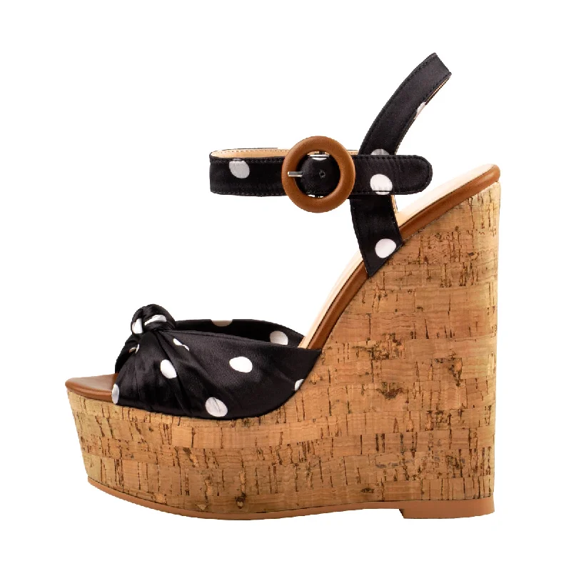 Men's sandals with a rubber sole for traction Polka Dot Open Toe Wood Heel Wedge Sandals Men's sandals with a rubber sole for traction Polka Dot Open Toe Wood Heel Wedge Sandals