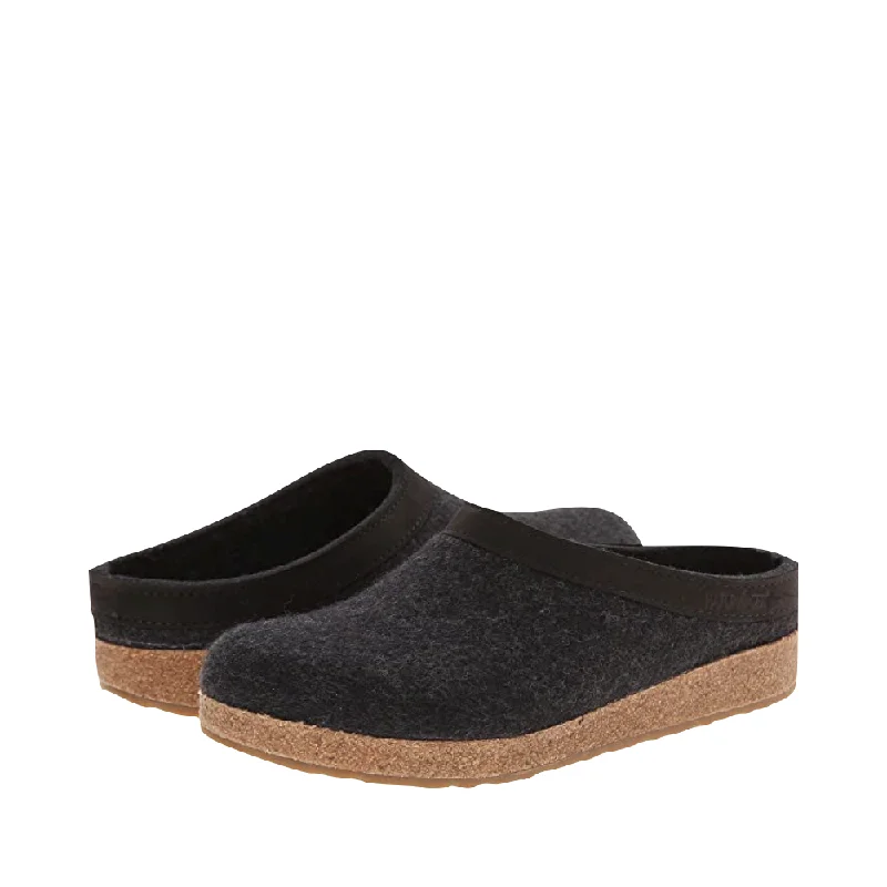 Men's slippers with a breathable fabric upper Haflinger Grizzly Wool Clog in Charcoal