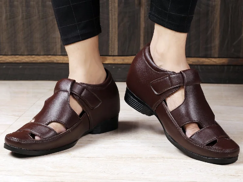 Men's sandals with a toe post design Bxxy's 3 Inch Hidden Height Increasing Elevator Roman Vegan Leather Sandals for Men Men's sandals with a toe post design Bxxy's 3 Inch Hidden Height Increasing Elevator Roman Vegan Leather Sandals for Men