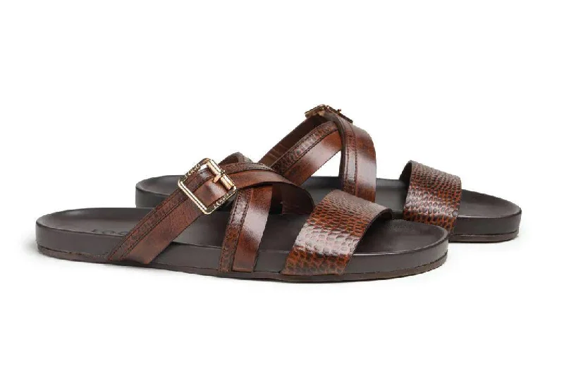 Men's slippers in a warm color like red or brown LOGO 7815 BRA