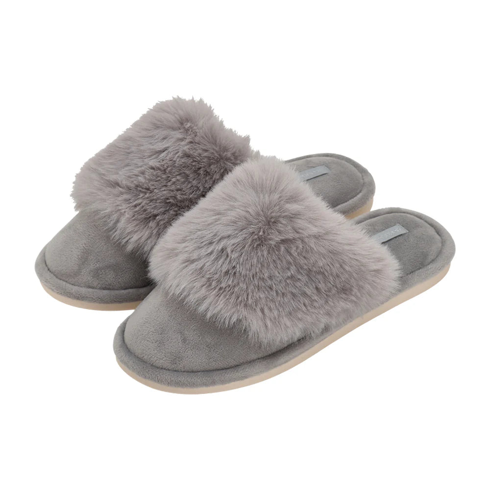 Men's slippers with a leather sole for a classic look Slippers - Cosy Luxe - Grey