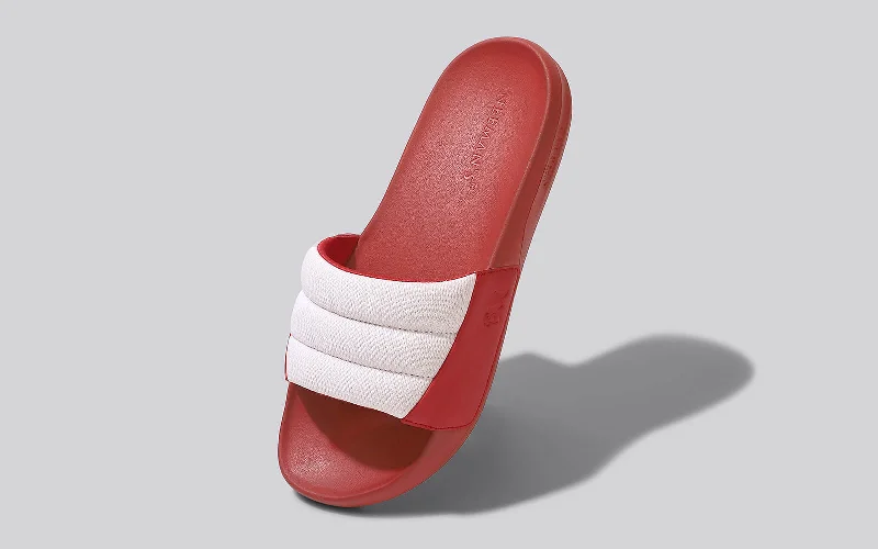 Waterproof men's sandals for water activities Squooshy Slides for Men : Red-White