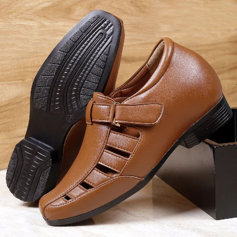 Men's sandals with a rubber sole for traction Bxxy's 3 Inch Hidden Height Increasing Elevator Faux Leather Sandals for Men Men's sandals with a rubber sole for traction Bxxy's 3 Inch Hidden Height Increasing Elevator Faux Leather Sandals for Men