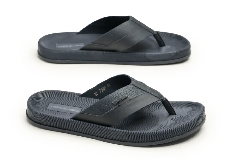 Men's slippers with a wool blend upper for warmth LOGO 7928 BLA