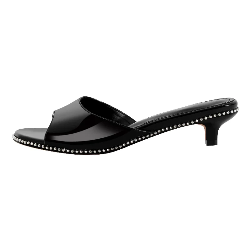 Men's sandals with a leather lining for comfort Round Toe Rivet Kitten Heel Mules