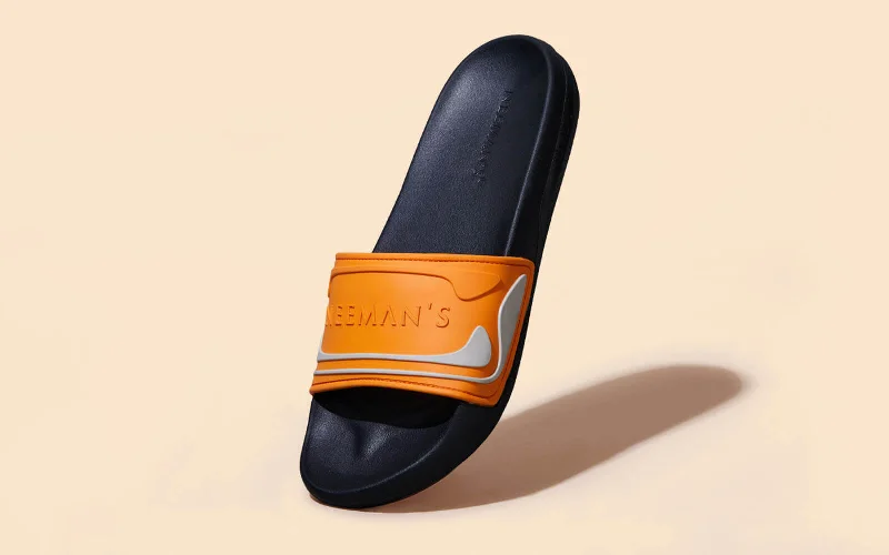 Men's sandals with a padded heel Travel Slides : Black-Orange