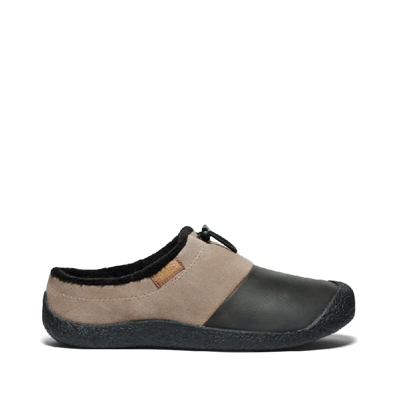 Men's plush slippers with a faux fur lining KEEN Men's Howser III Leather Slide in Brindle/Canteen