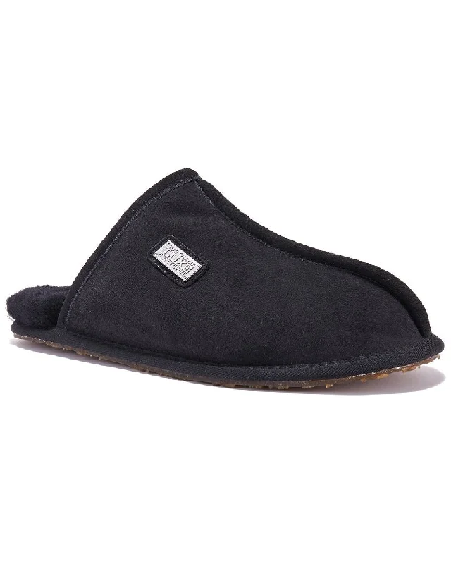 Men's plush slippers with a faux fur lining Australia Luxe Collective Closed Mule Leather Slipper