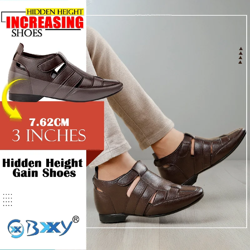 Men's sandals with a rubber sole for traction BXXY 3 Inch (7.6 cm) Hidden Height Increasing Casual Roman Sandals for Men Men's sandals with a rubber sole for traction BXXY 3 Inch (7.6 cm) Hidden Height Increasing Casual Roman Sandals for Men