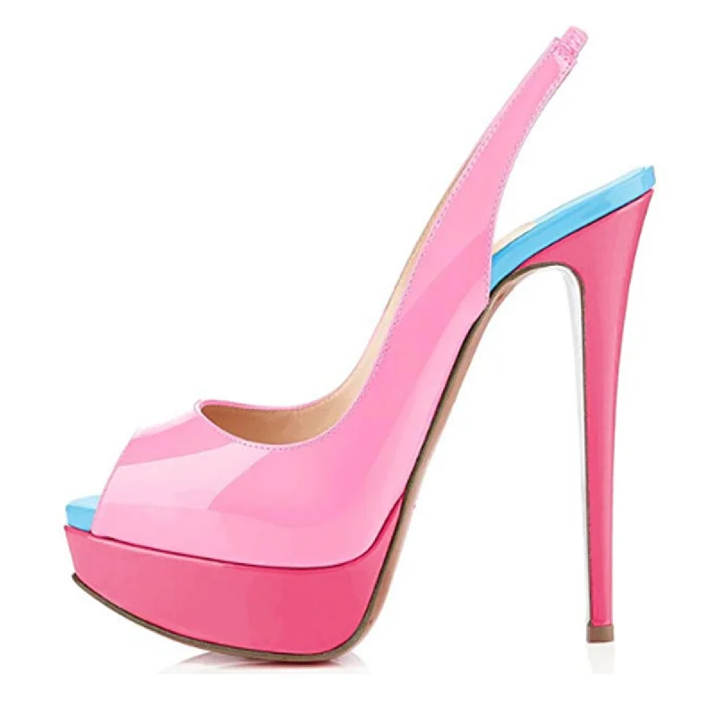 Men's sandals with a padded heel Peep Toe Platform Stiletto Slingback Sandals