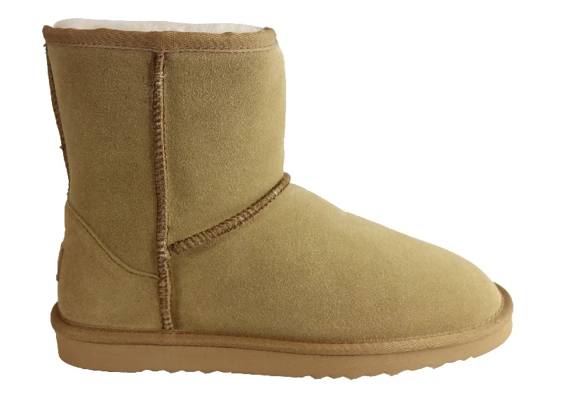 Men's slippers with a padded collar for comfort Grosby Jackaroo Ugg Mens Warm Comfortable Boots With Sheepskin Lining