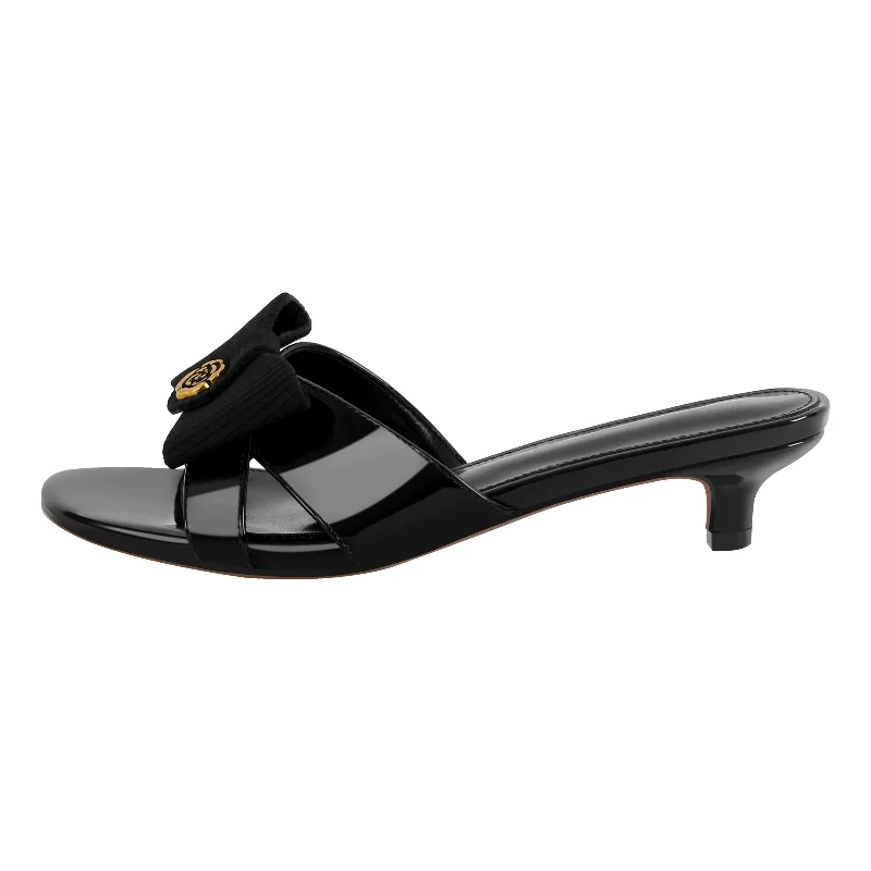 Men's sandals with a cushioned footbed Round Toe Bow Kitten Heel Sandals Mules