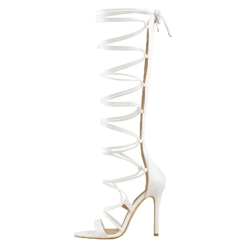 Men's sandals with a wide strap for support Lace-up Round Toe Strappy Zipper Stiletto Sandals