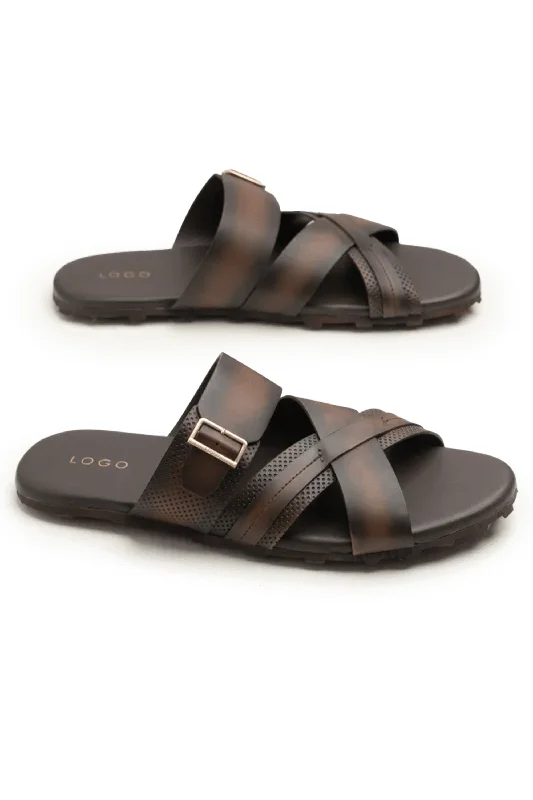 Men's slippers with a soft, flexible sole LOGO 7919 BRA