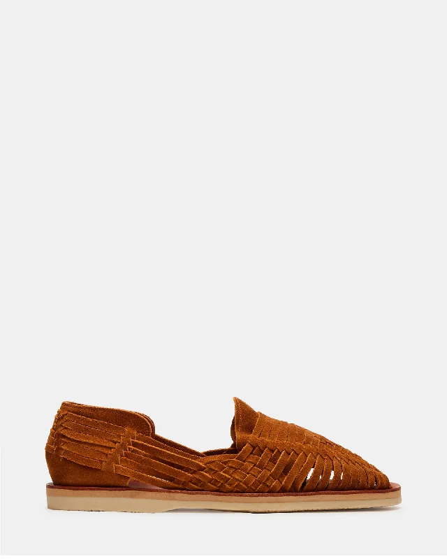 Men's sandals with a wide strap for support ZINC TAN SUEDE