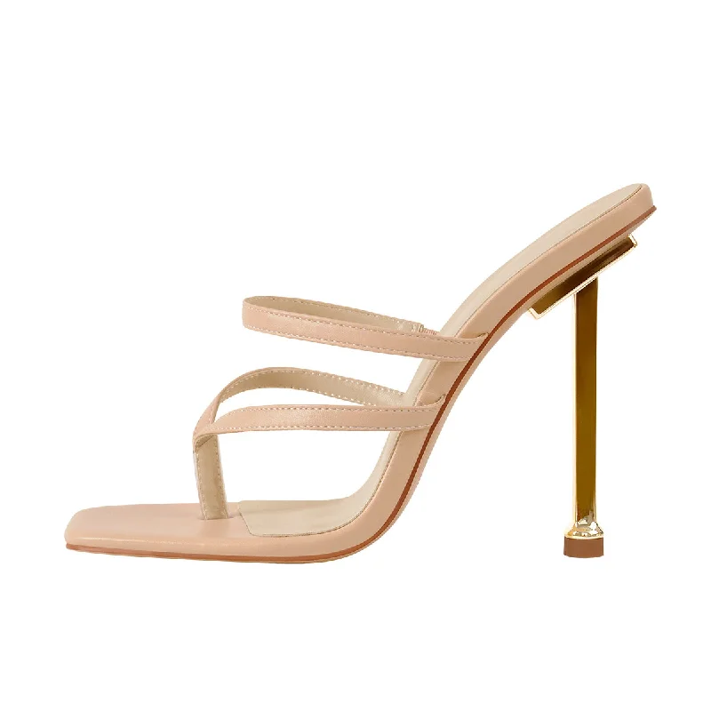 Men's sandals with a rubber sole for traction Square Toe Strap 10cm Metal Heels Sandals Men's sandals with a rubber sole for traction Square Toe Strap 10cm Metal Heels Sandals