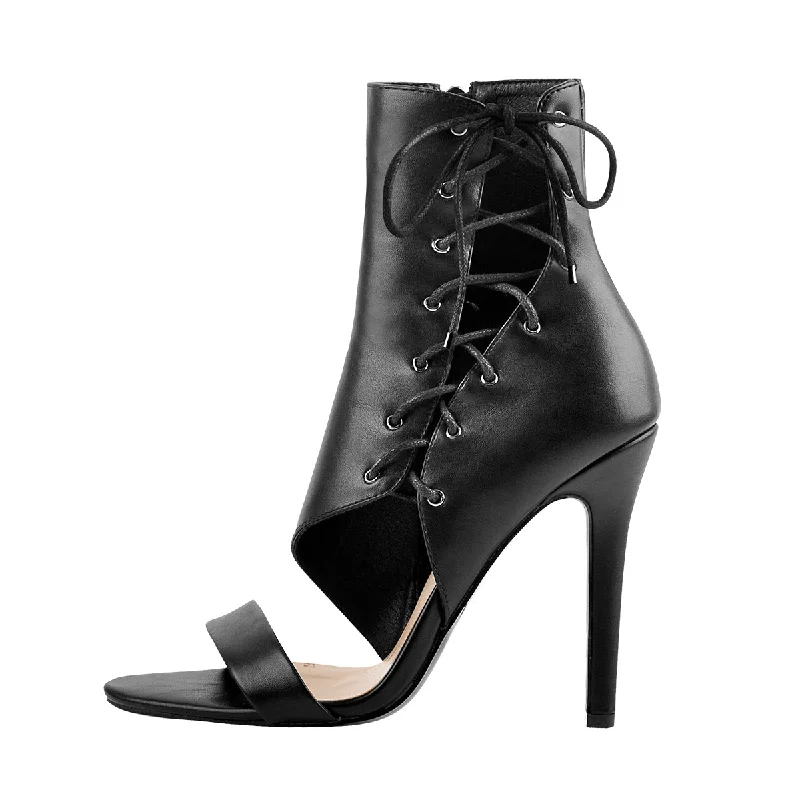 Men's sandals with a contrast stitching detail Lace Up Cutout High Heel Sandal Boots