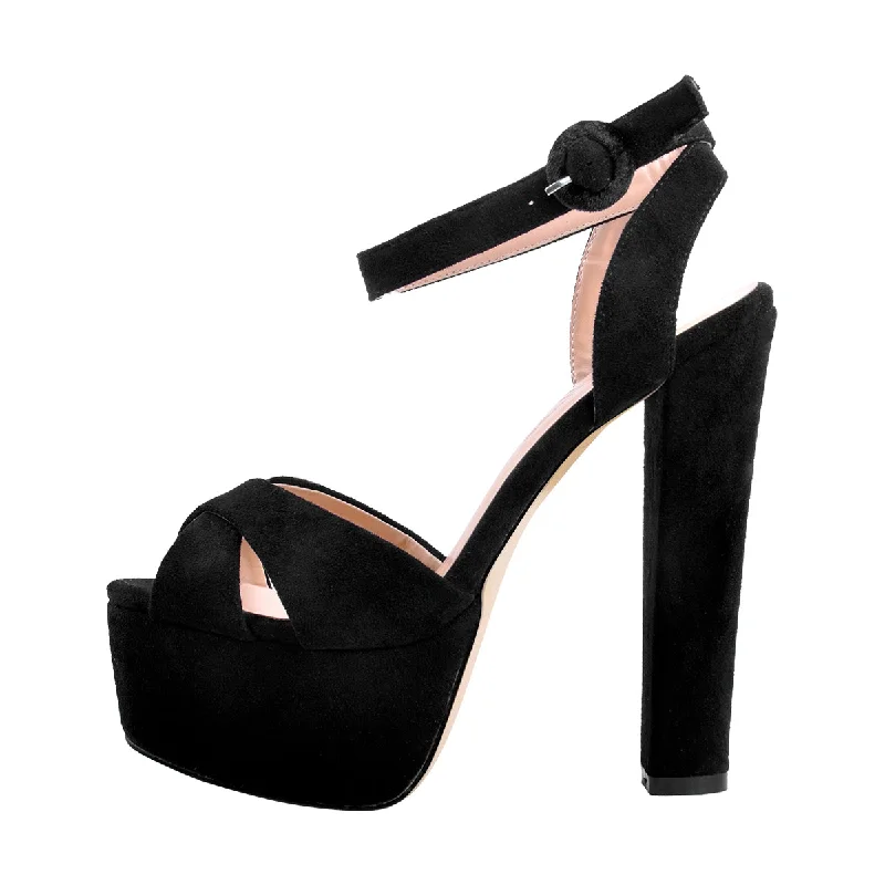 Men's sandals with a wide strap for support Platform Chunky High Heel Sandals