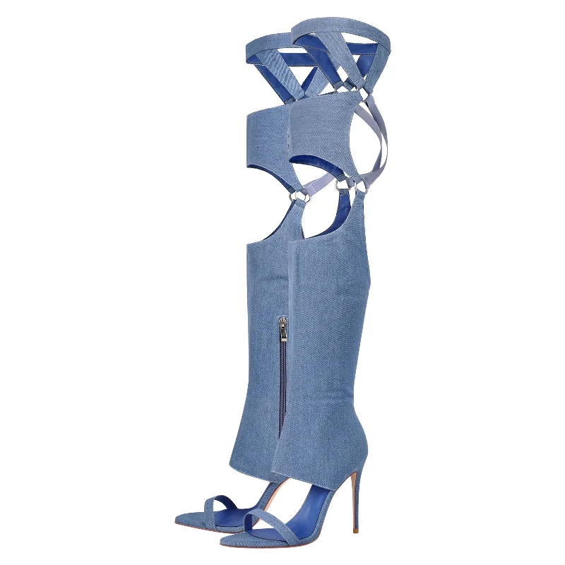 Men's sandals with a perforated leather upper for ventilation Pointed Toe Stiletto Over The Knee Sandals Boots Men's sandals with a perforated leather upper for ventilation Pointed Toe Stiletto Over The Knee Sandals Boots