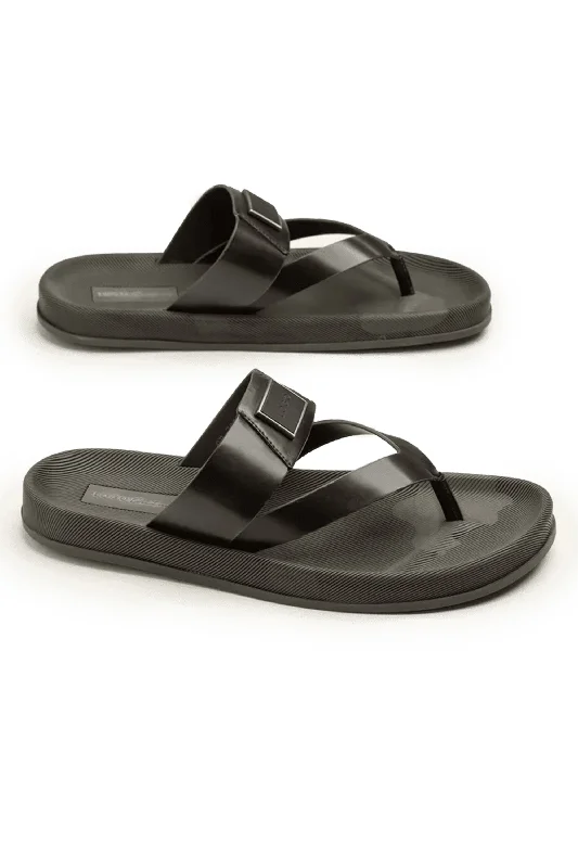 Men's slippers with a stretchy side panel for a better fit LOGO 7885 GRY