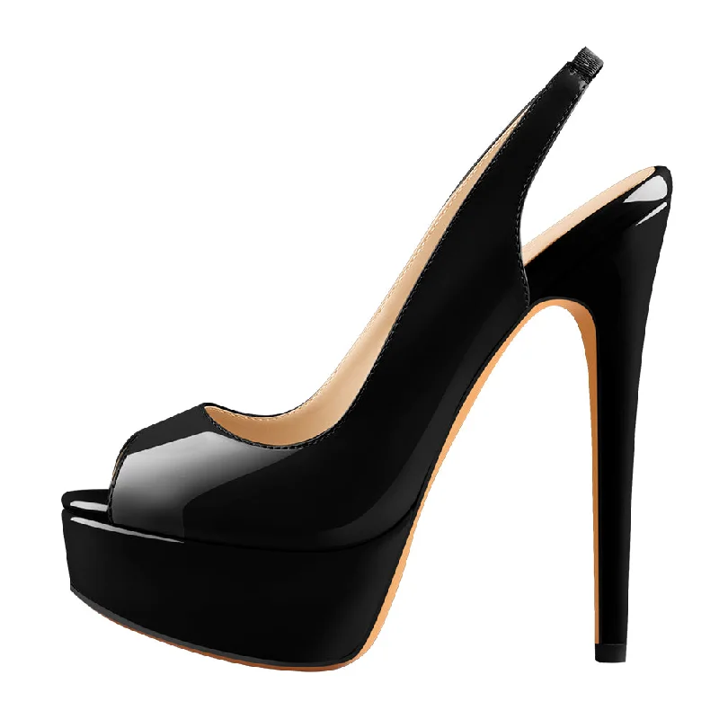 Men's sandals with a contrast stitching detail Platform Peep Toe High Heels Black Slingback Sandals Men's sandals with a contrast stitching detail Platform Peep Toe High Heels Black Slingback Sandals
