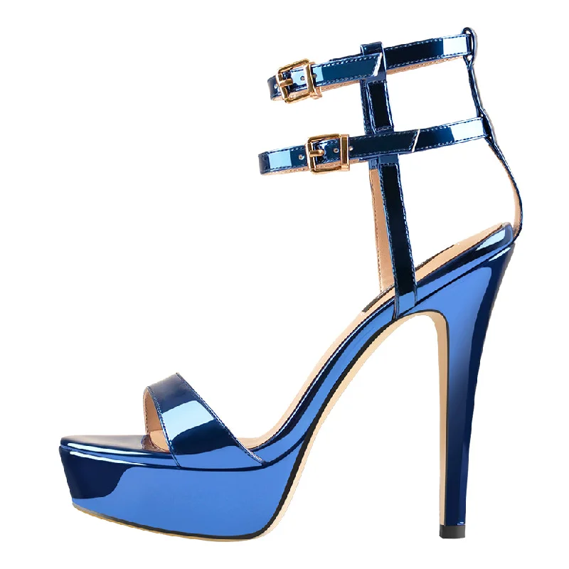 Waterproof men's sandals for water activities Ankle Double Buckle Strap Platform Stiletto High Heels Sandals