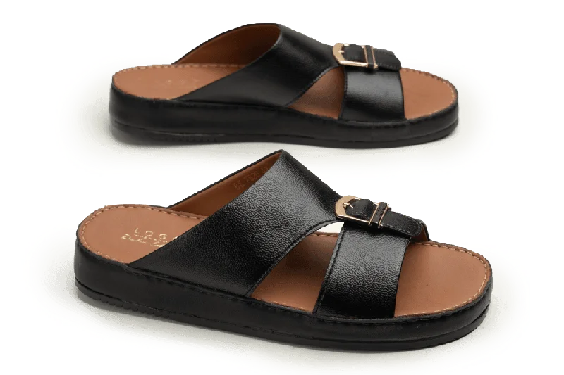 Men's plush slippers with a faux fur lining LOGO 7820 BKA
