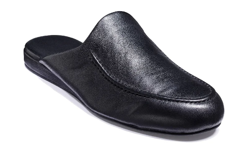 Men's slippers with a leather sole for a classic look ASPEN BLACK