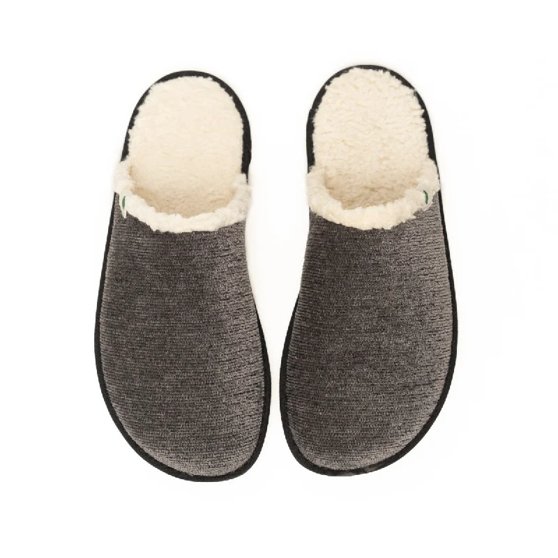 Men's slippers with a wool blend upper for warmth Vegan home slipper gray SAW008