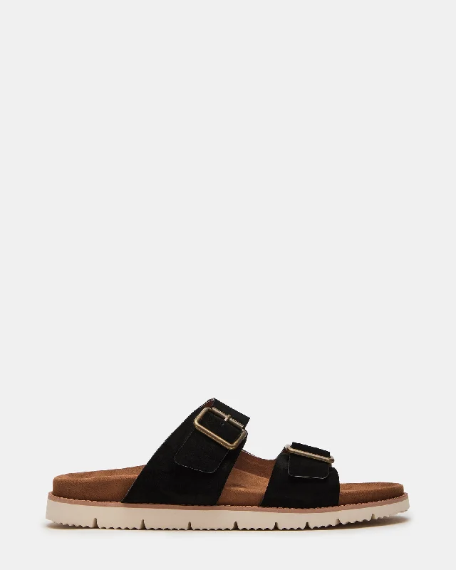 Men's sandals with a rubber sole for traction CORBAN BLACK SUEDE