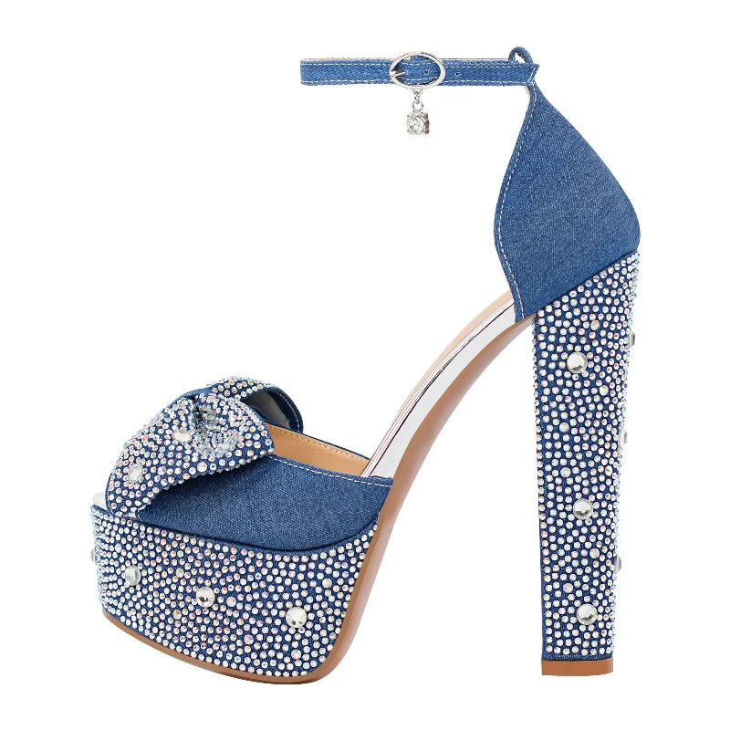 Men's sandals with a removable insole for cleaning Rhinestone Bow Peep Toe High Heel Sandals