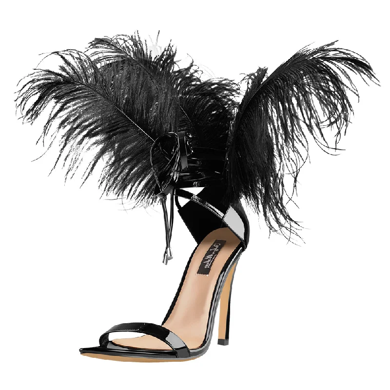Men's sandals with a toe post design Open Toe Feather Back Lace Up Stiletto Heel Sandals Men's sandals with a toe post design Open Toe Feather Back Lace Up Stiletto Heel Sandals