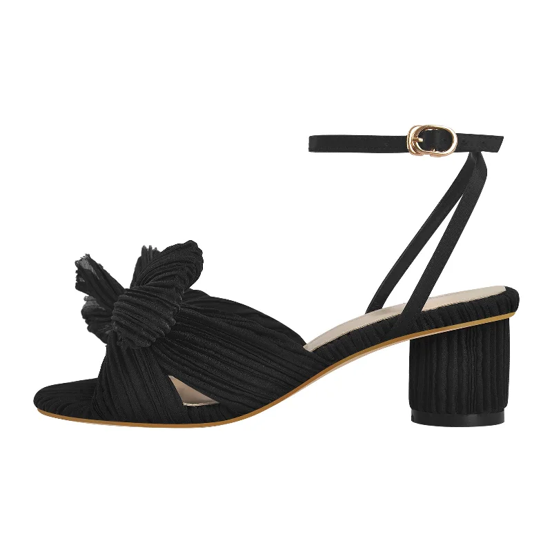 Men's sandals with a stretchy strap for a better fit Pleated Bowknot Mid Chunky Heel Sandals Men's sandals with a stretchy strap for a better fit Pleated Bowknot Mid Chunky Heel Sandals