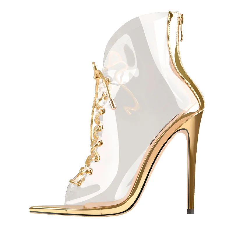 Men's sandals with a shock - absorbing insole Open Toe Golden Lace up Transparent Zip Ankle Sandals Boots Men's sandals with a shock - absorbing insole Open Toe Golden Lace up Transparent Zip Ankle Sandals Boots
