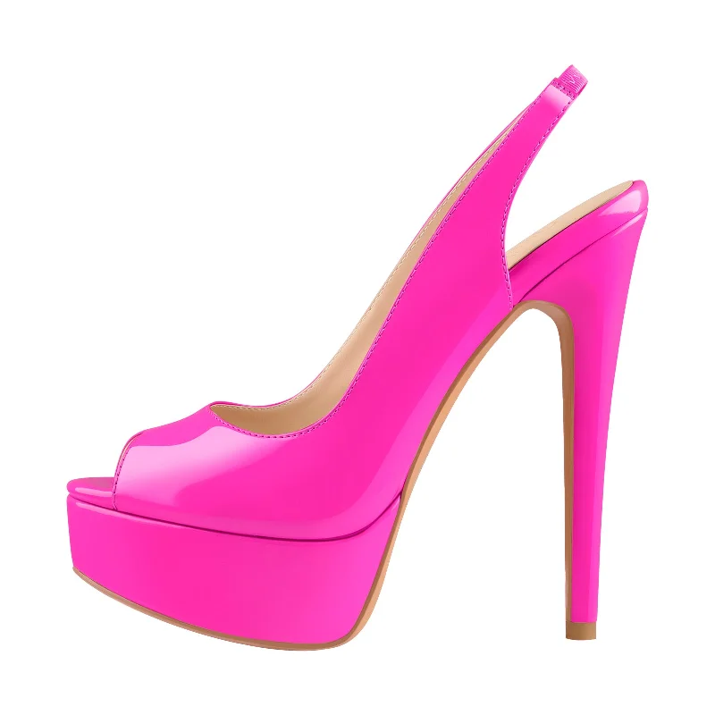 Men's sandals with a toe post design Peep Toe Platform Slingback Rose Red Sandals