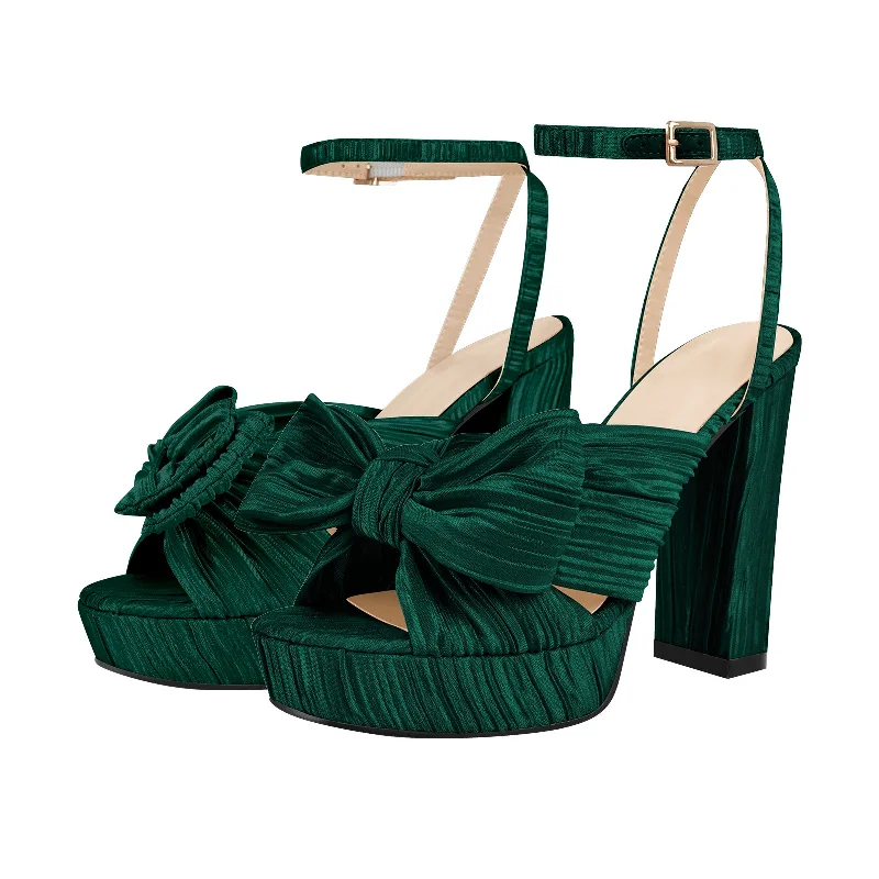 Men's sandals with a wide strap for support Platform Ankle Strap Pleated Bow Sandals Men's sandals with a wide strap for support Platform Ankle Strap Pleated Bow Sandals