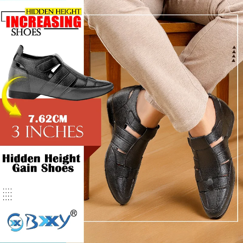 Men's sandals with a rubber sole for traction BXXY 3 Inch (7.6 cm) Hidden Height Increasing Casual Roman Sandals for Men