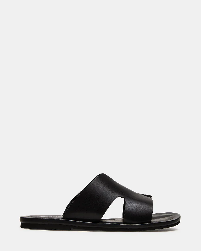 Flip - flop style men's sandals for beach wear SPLASH BLACK LEATHER