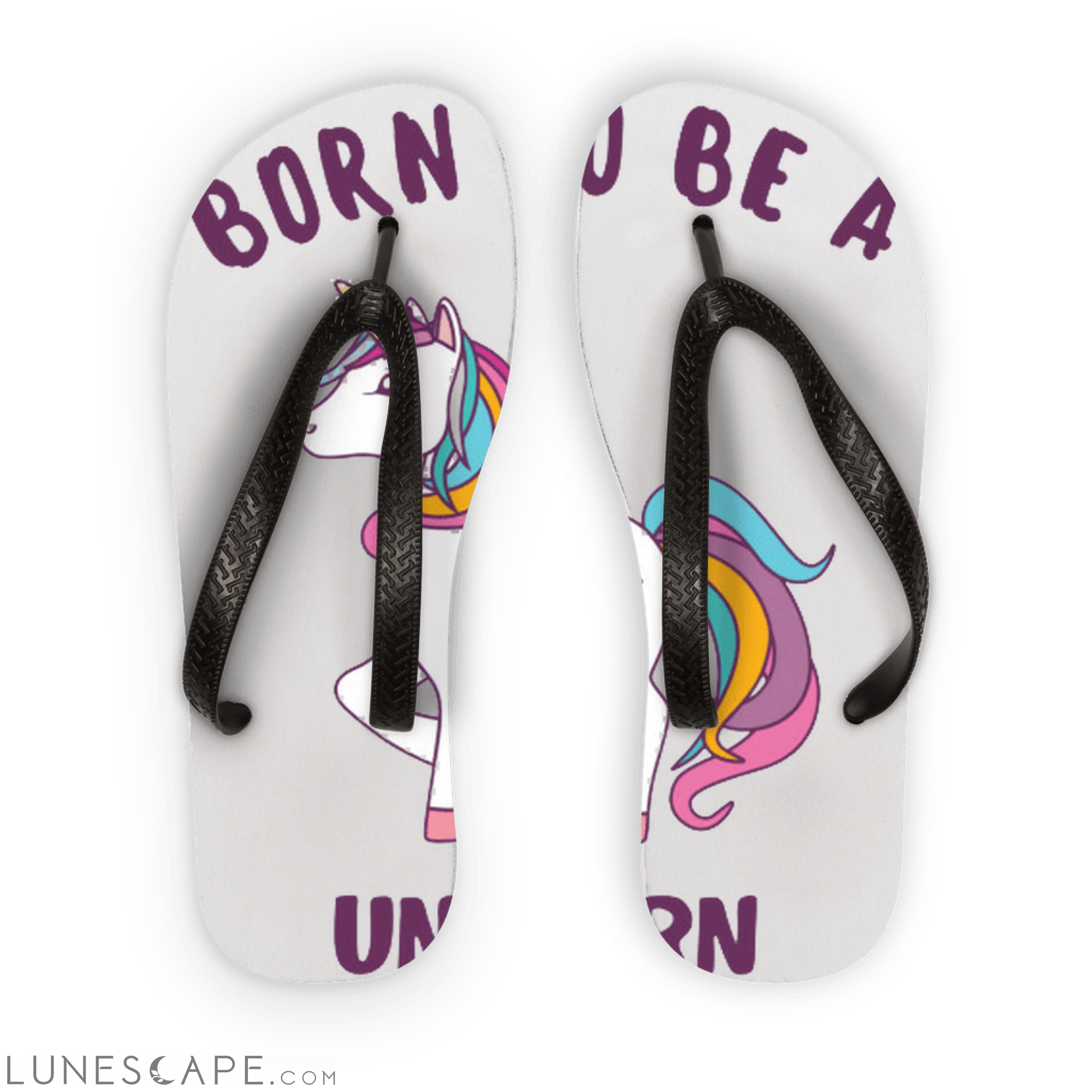 Men's sandals with a buckle closure Born to be a unicorn Adult Flip Flops